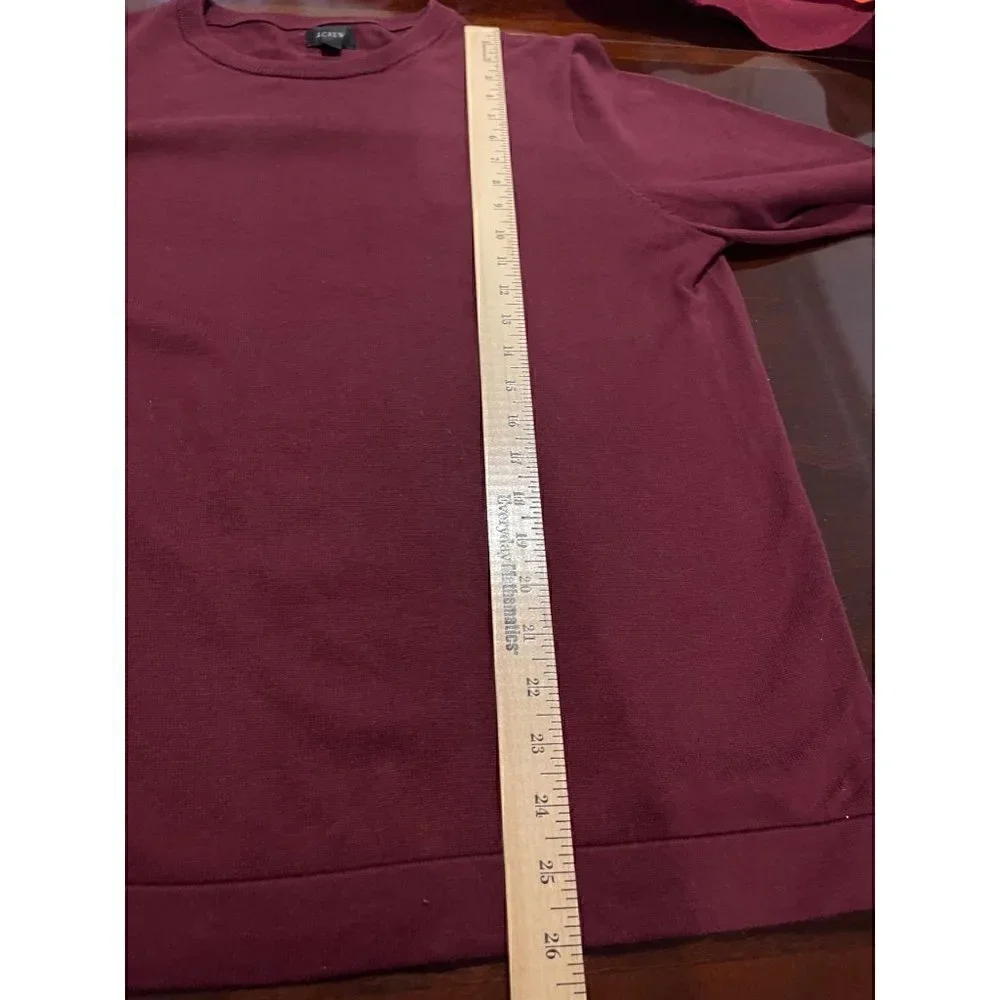 J Crew Burgundy Men's Cotton Crewneck Pullover Sweater Size Large